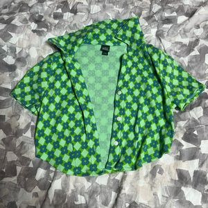 Wild fable neon button up crop top